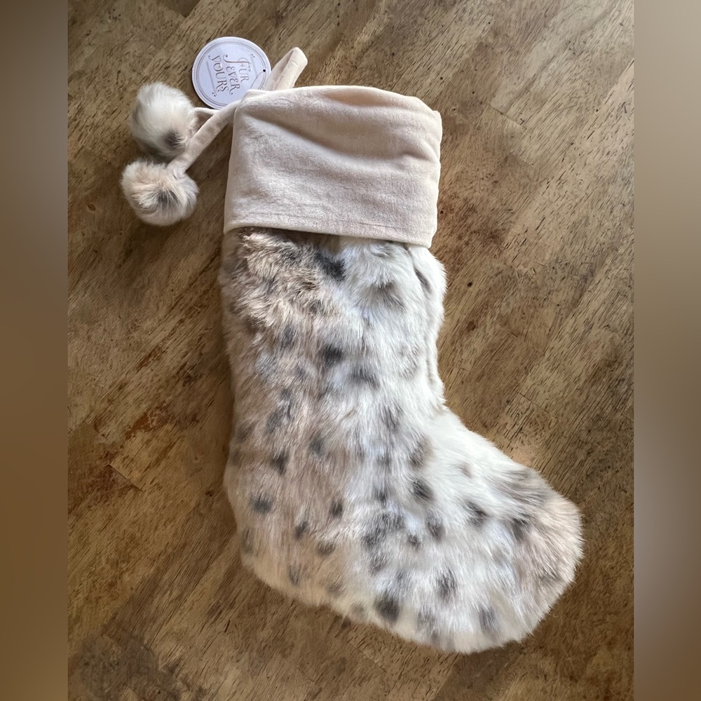 Pottery Barn Teen Faux Fur Leopard Holiday Christmas Stocking